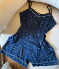 Navy Floral Short Pajama Set