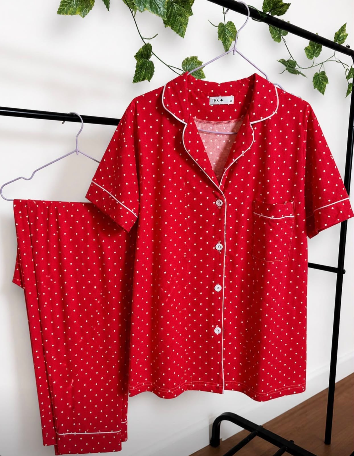 Red Polka Dot Cotton Pajama Set