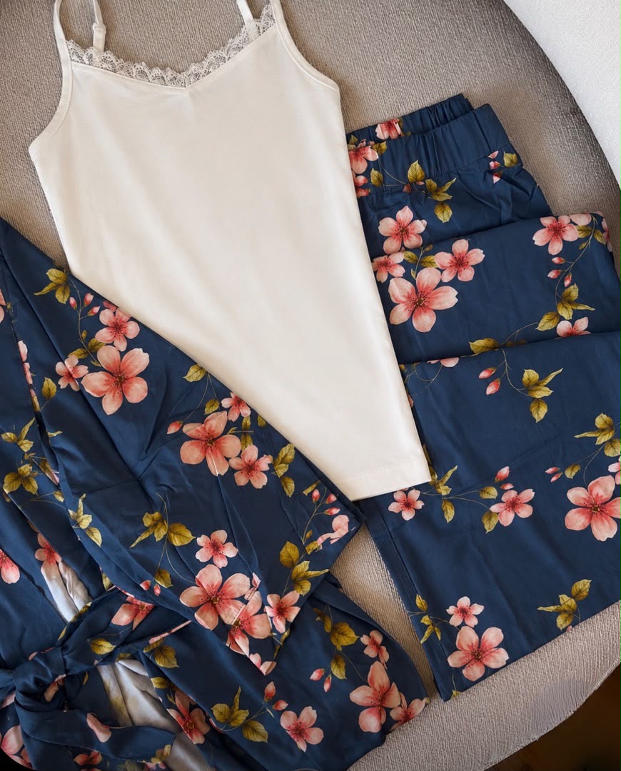 Floral Bloom 3-Piece Pajama Set