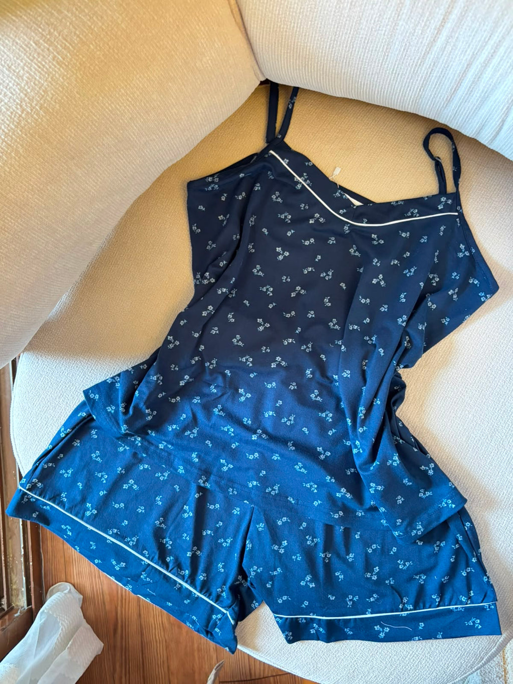 Navy Floral Short Pajama Set