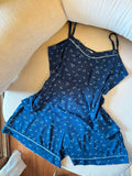 Navy Floral Short Pajama Set