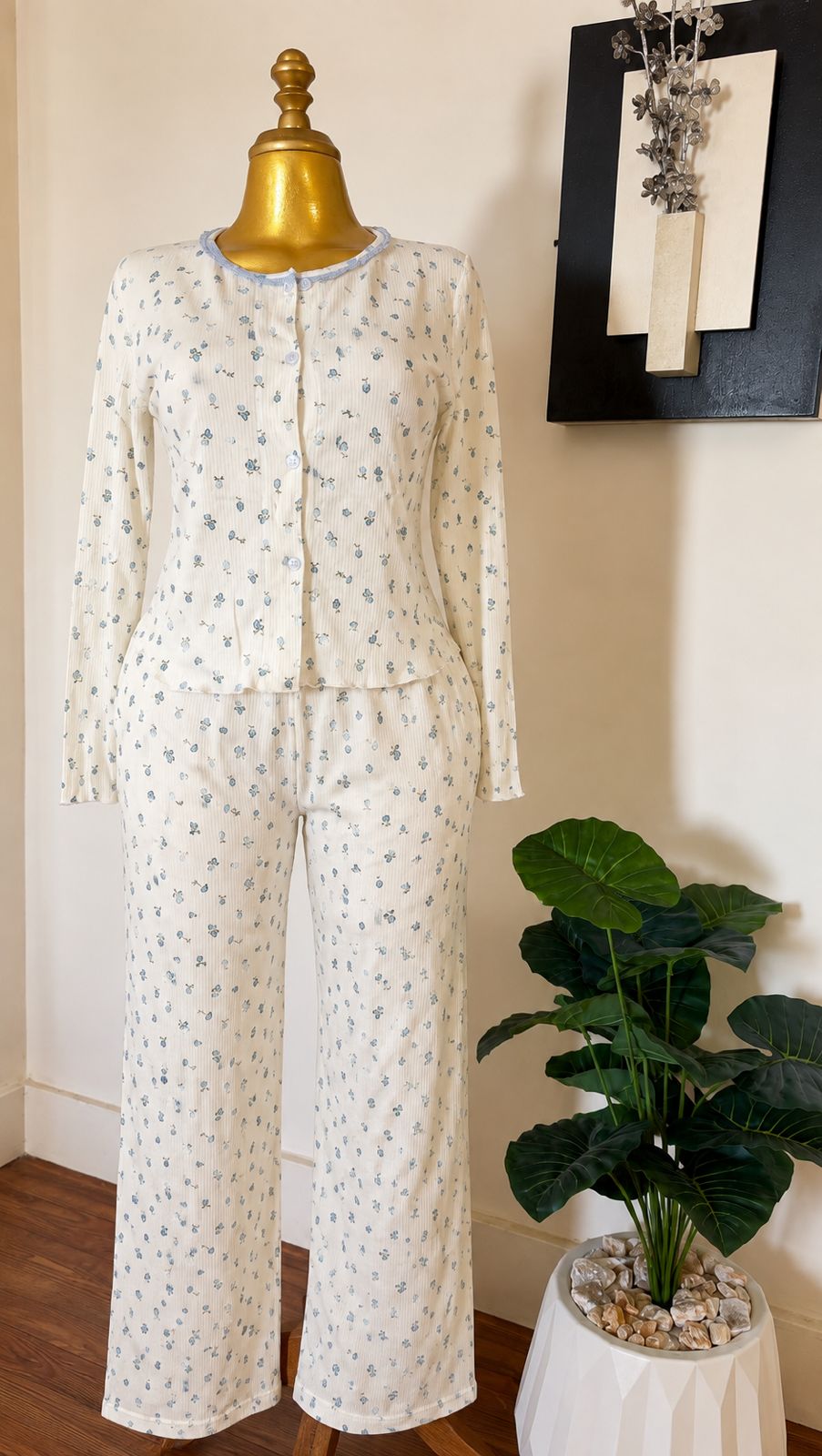 Blush Bloom White Pajama Set