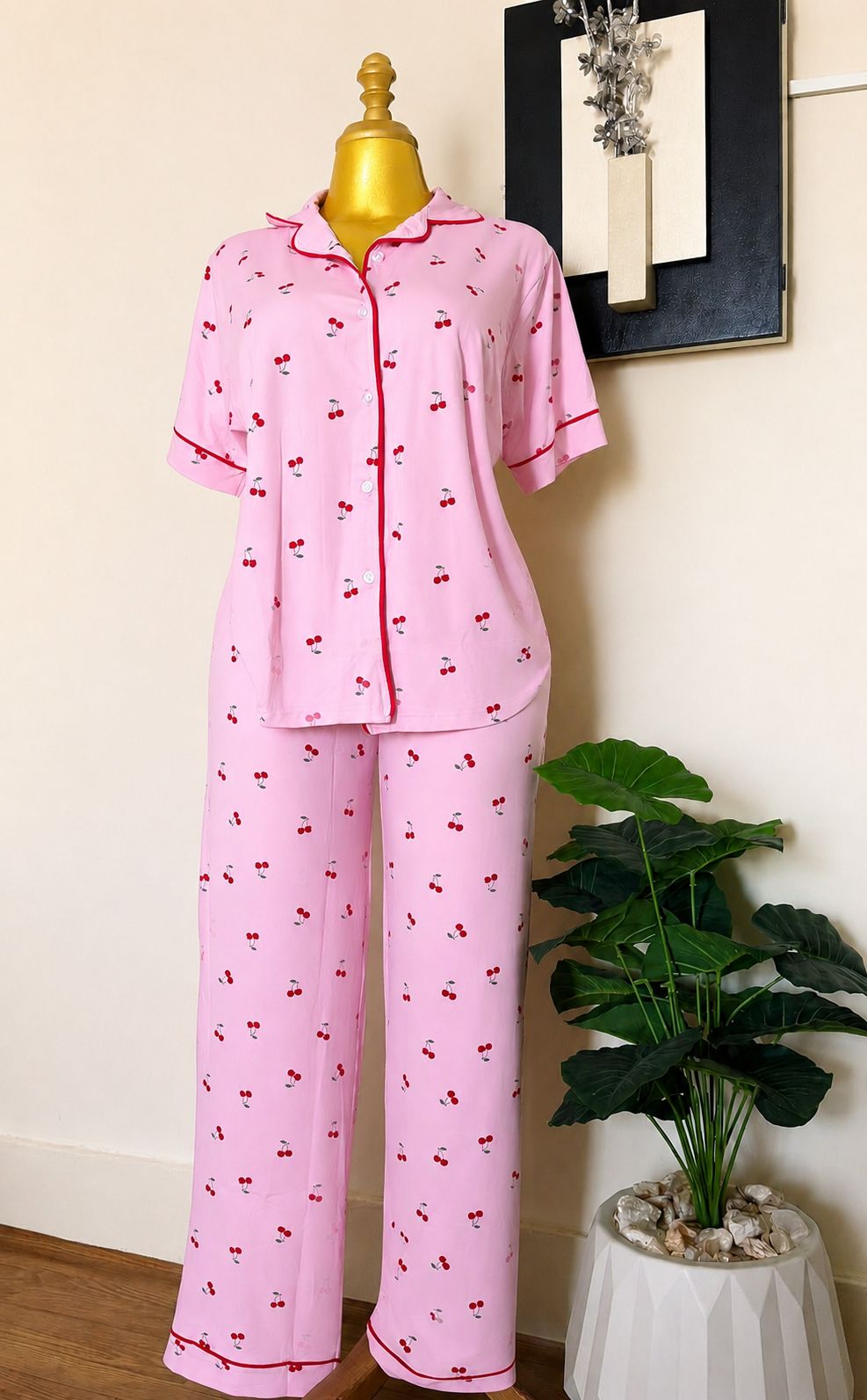 Cherry Kiss Pink Pajama Set