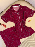 Berry Bloom burgundy Pajama Set