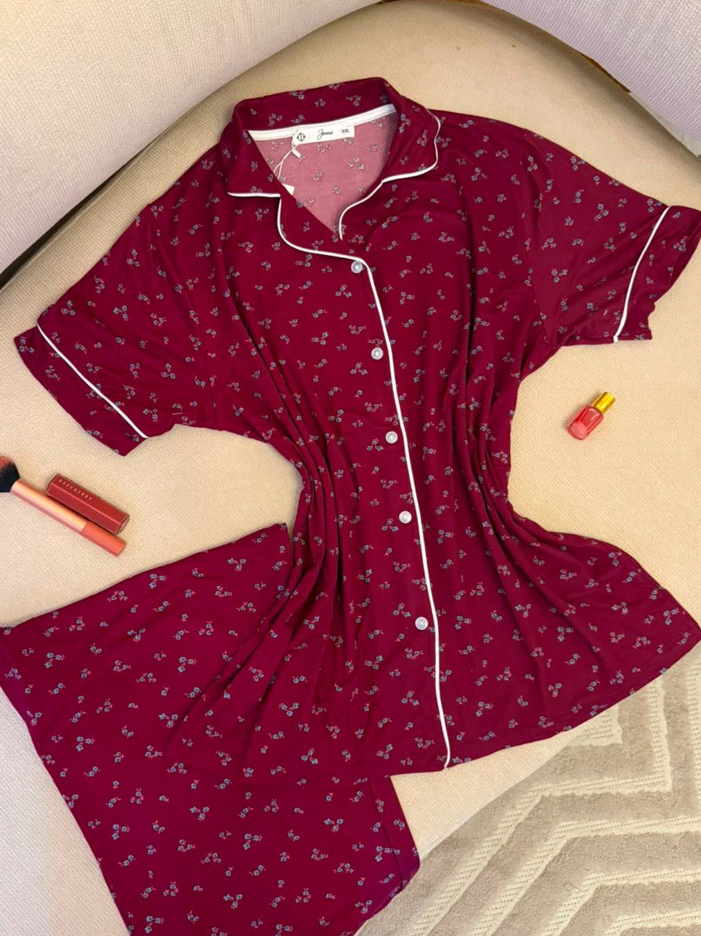 Berry Bloom burgundy Pajama Set