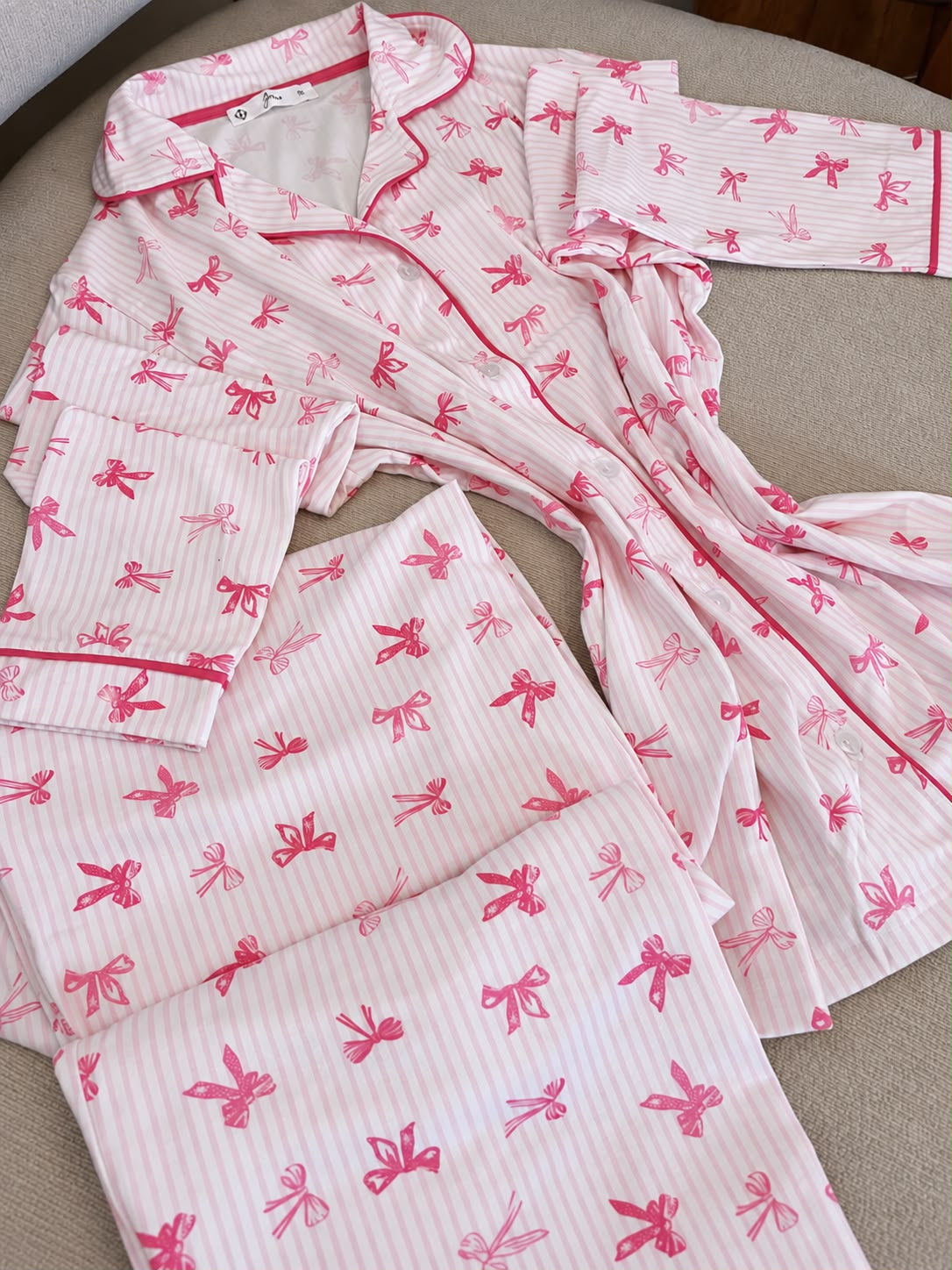 Bow Dream long sleeve Pajama Set