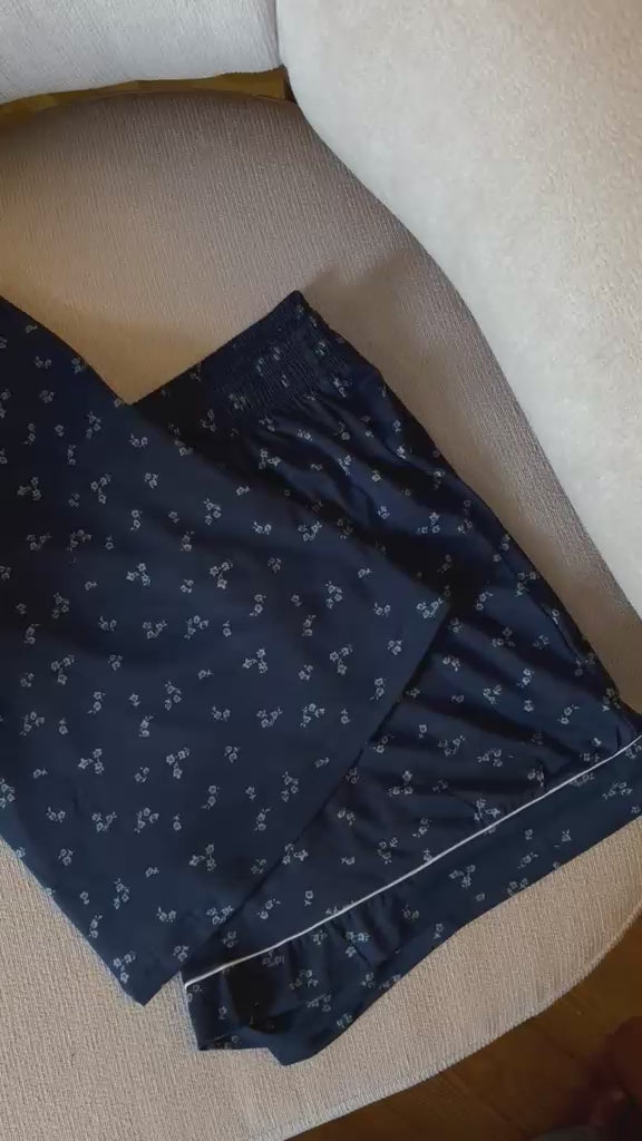 Navy Floral Short Pajama Set