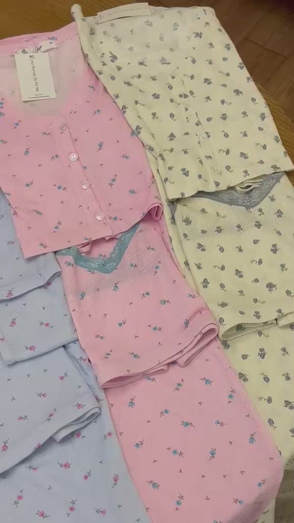 Cozy Bloom Ribbed Pink  3-Piece Pajama