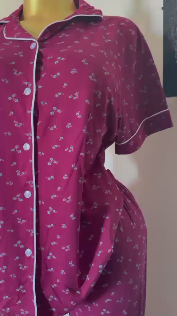 Berry Bloom burgundy Pajama Set