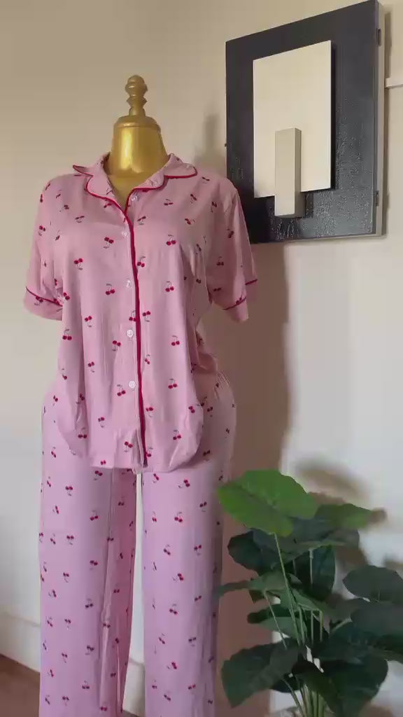 Cherry Kiss Pink Pajama Set