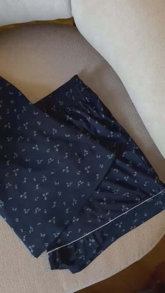 Navy Floral Short Pajama Set